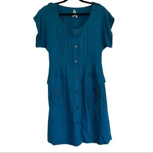 Maeve Size 6 Staysail Button Down Blue Shirt Dress